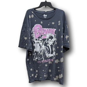 David Bowie 1972 World Tour Splatter Print Retro Graphic T-Shirt - Size 1X - NWT